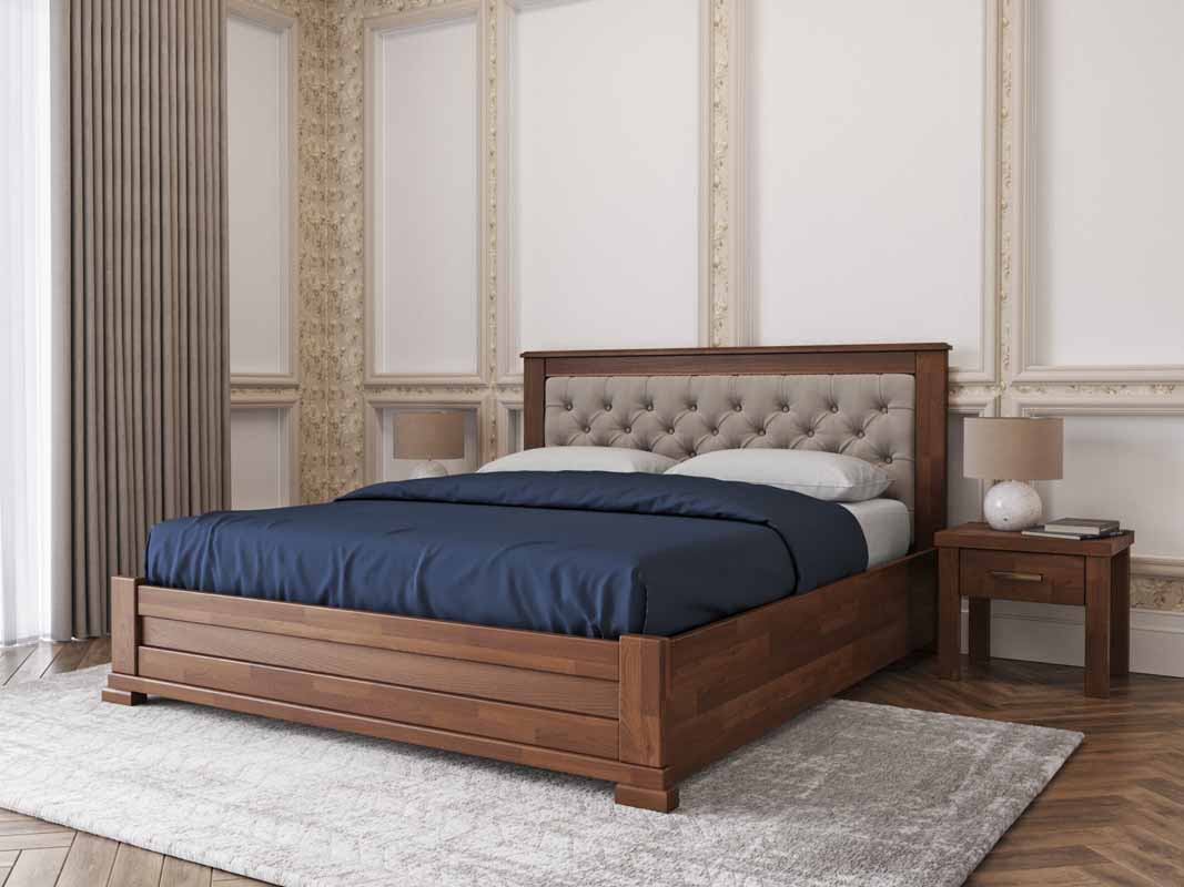 Деревянная кровать ЛОРД ПМ из массива бука с мягкой спинкой и с отсеком для хранения — изображение 5