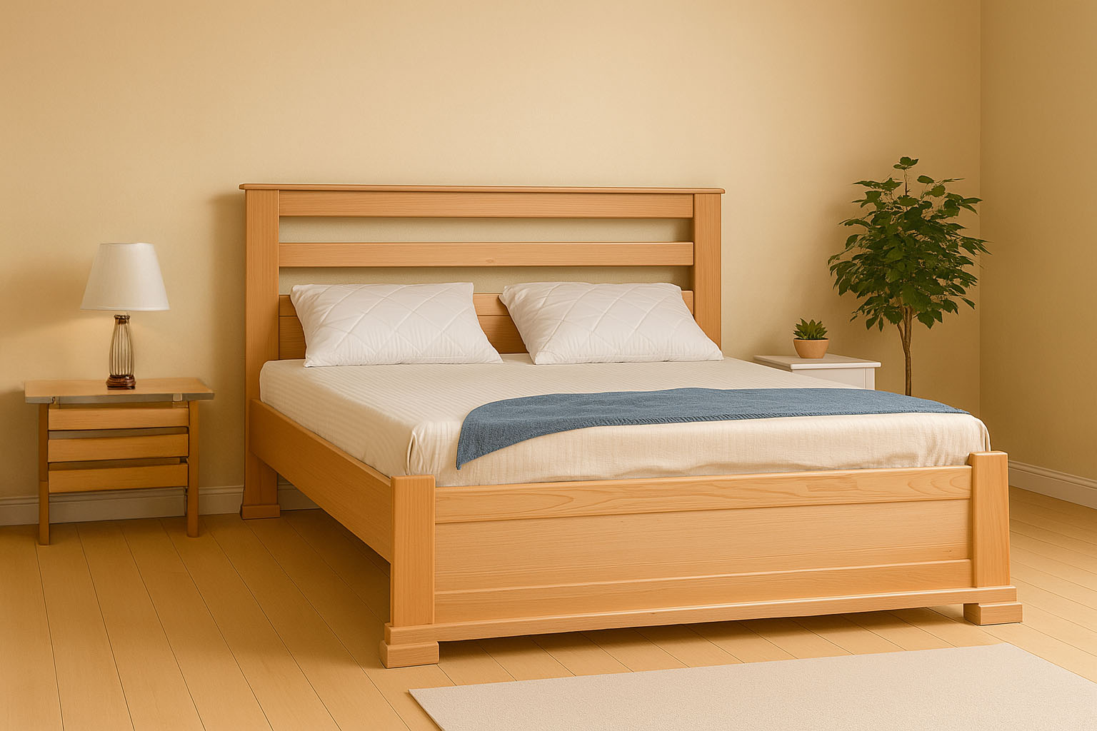 Кровать деревянная из массива бука Mebil Lev Лорд 140x200 cm, цвет Бук Натуральный