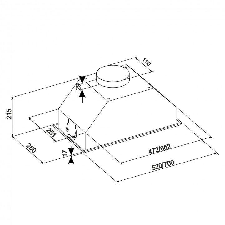 Tornado MODUL 960(52) LED вытяжка встраиваемая, 700 м3/час, inox, ширина 52 см — изображение 6