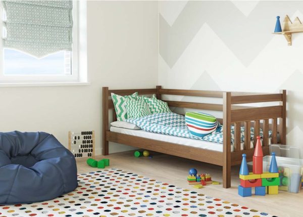 Детская кровать Mebel Lev Умка бук Темный орех с матрасом 90x200 cm