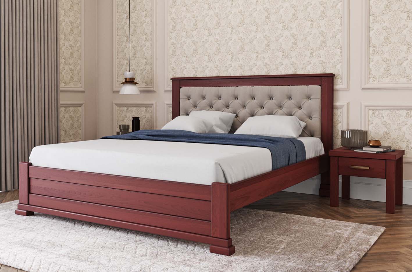 Деревянная кровать из бука с мягким изголовьем LORD M50 — изображение 5