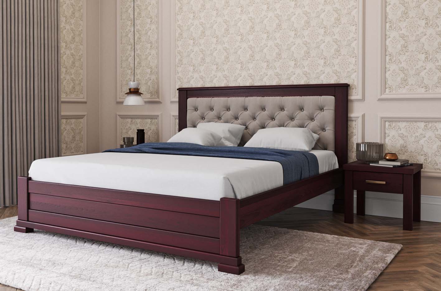 Деревянная кровать из бука с мягким изголовьем LORD M50 — изображение 3