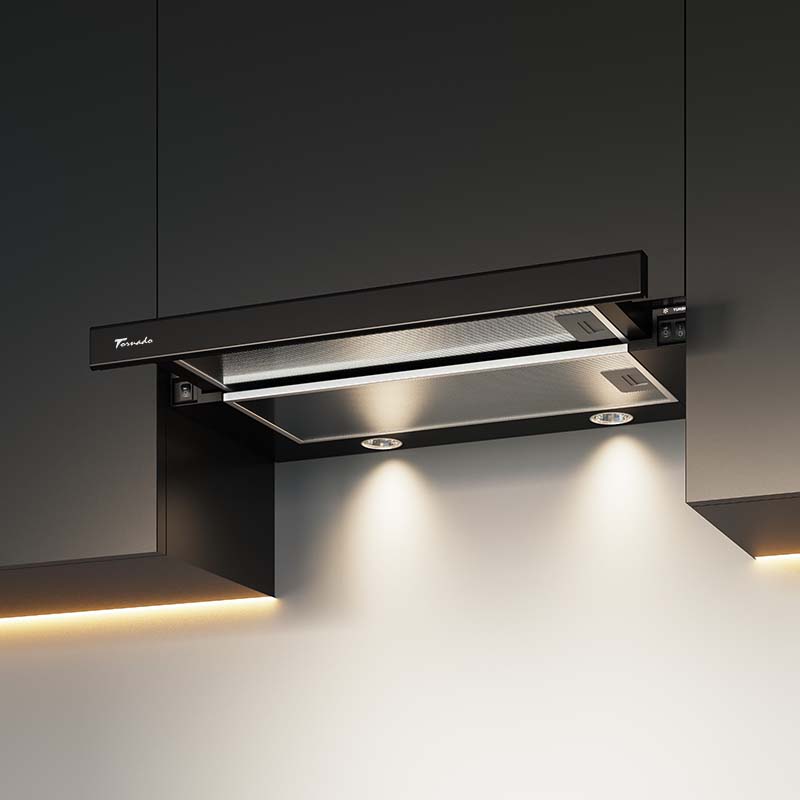 Tornado STORM 700(50) BL LED вытяжка телескопическая, 700 м3/час, черная, ширина 50 см, 3 скорости — изображение 2