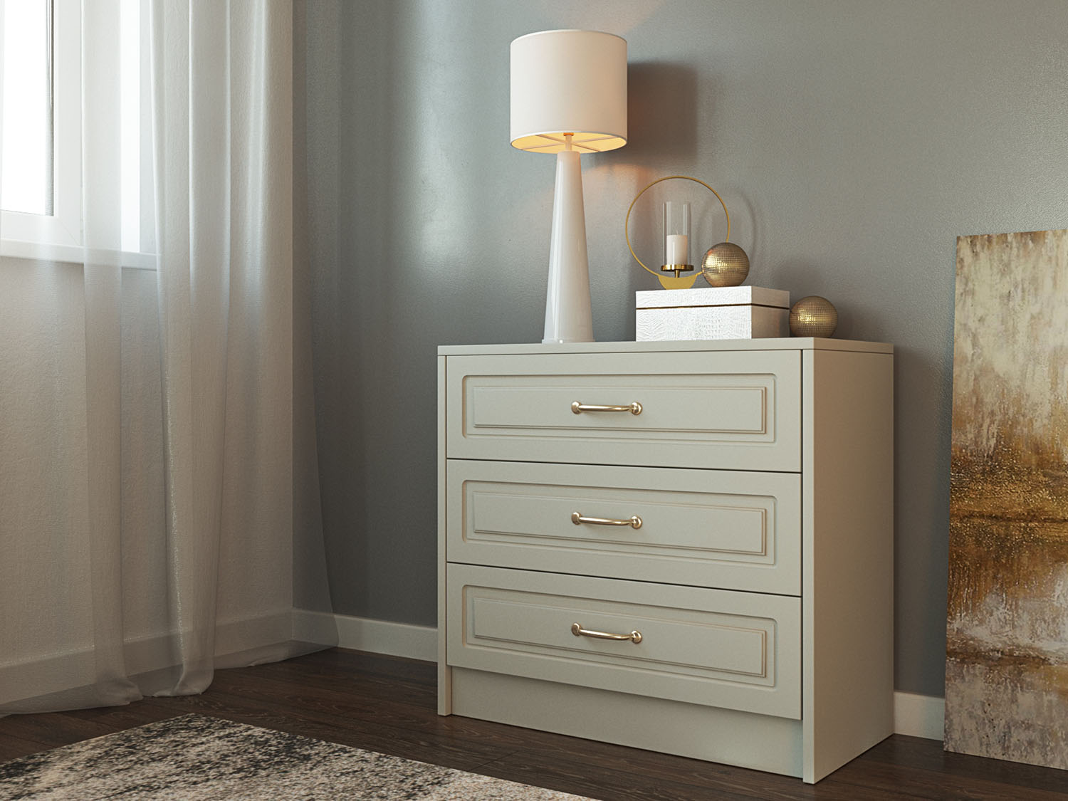 Комод из массива бука модель Mebel Lev К1 цвет белый — изображение 1