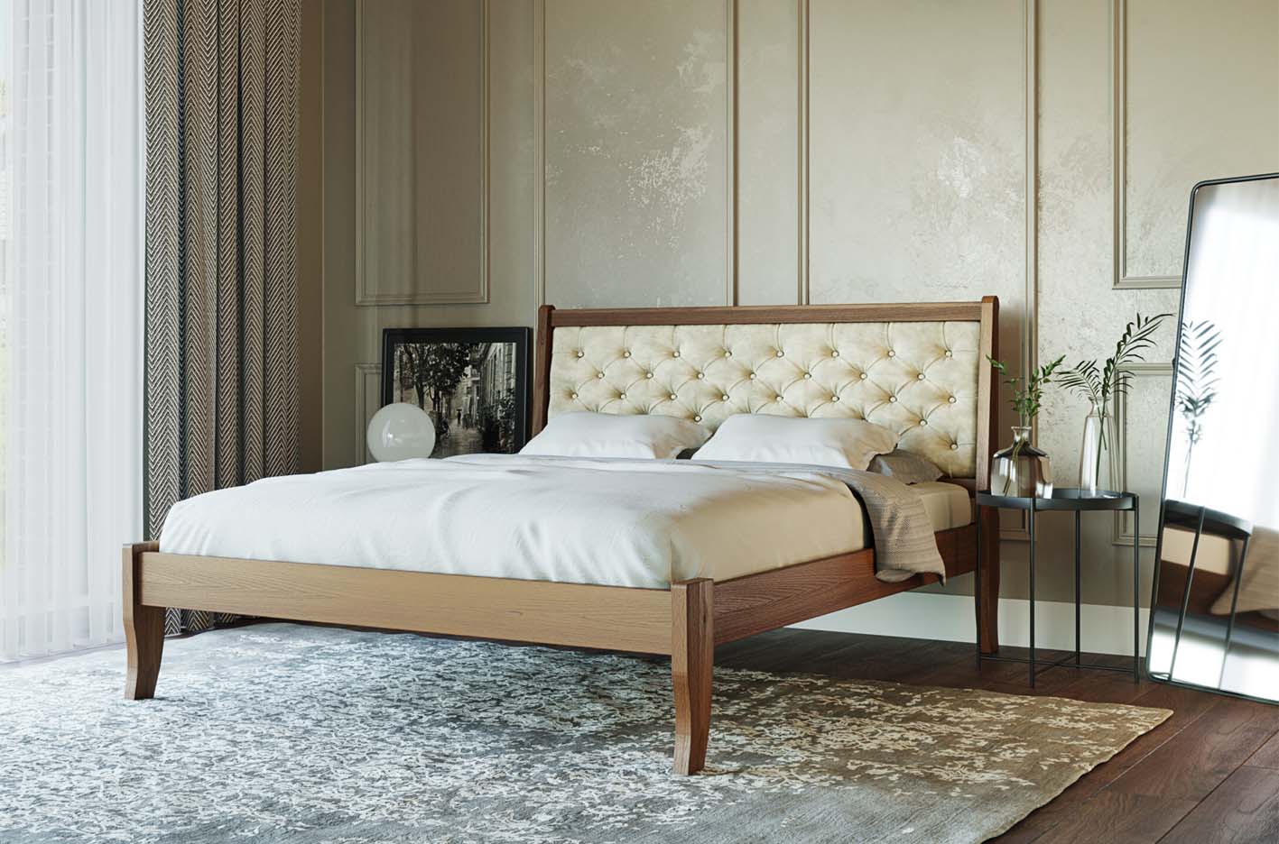 Pat din fag masiv cu spătar moale MONAKO 50