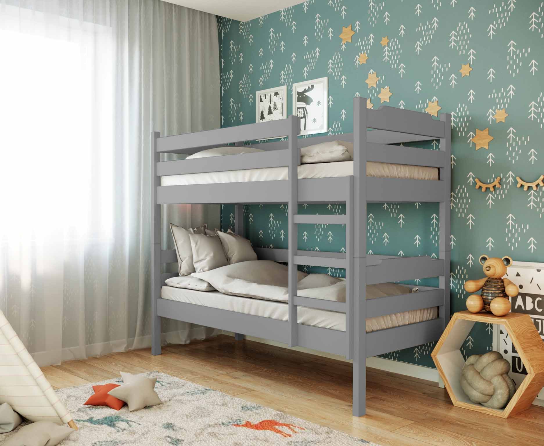 Детская двухъярусная кровать Mebel Lev Милена 2, бук светло серый