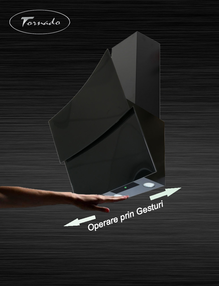 Вытяжка Tornado SKY TOUCH FREE 1100(60) Black наклонная с управлением без касания — изображение 3