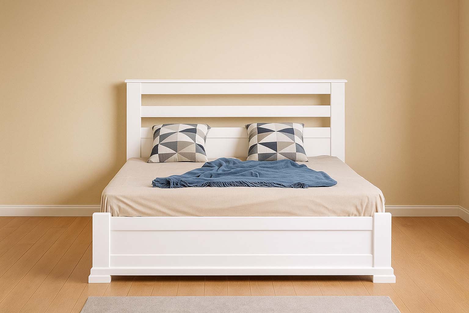 Кровать деревянная из массива бука Mebil Lev Лорд 140x200 cm, цвет Белый