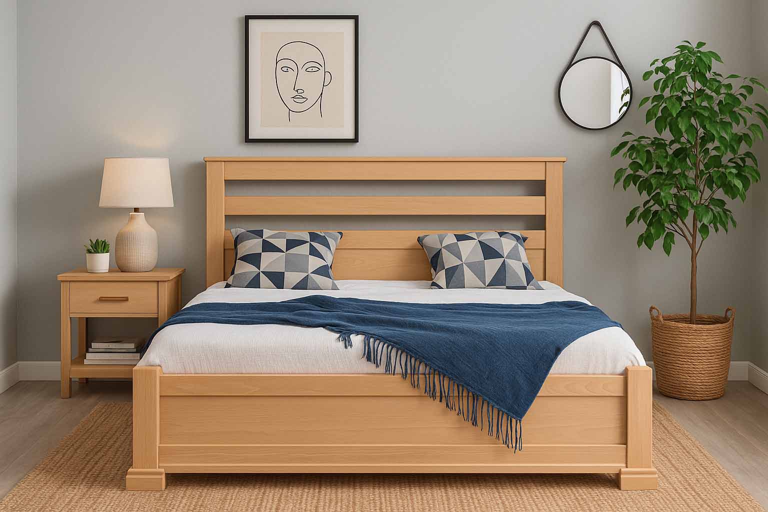 Кровать деревянная из массива бука Mebil Lev Лорд 180x200 cm, цвет Бук Натуральный