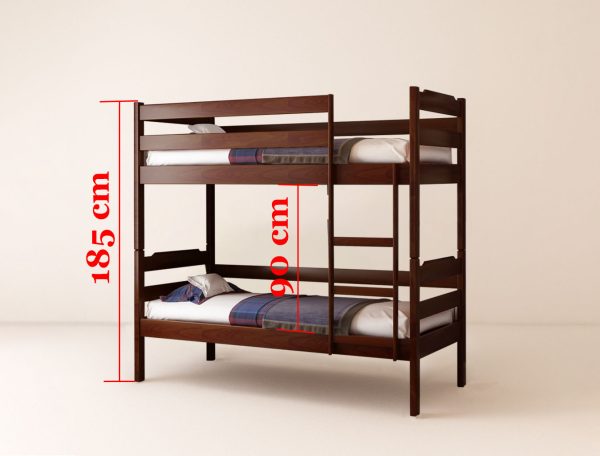 Детская двухъярусная кровать Mebel Lev Милена 2, темный орех