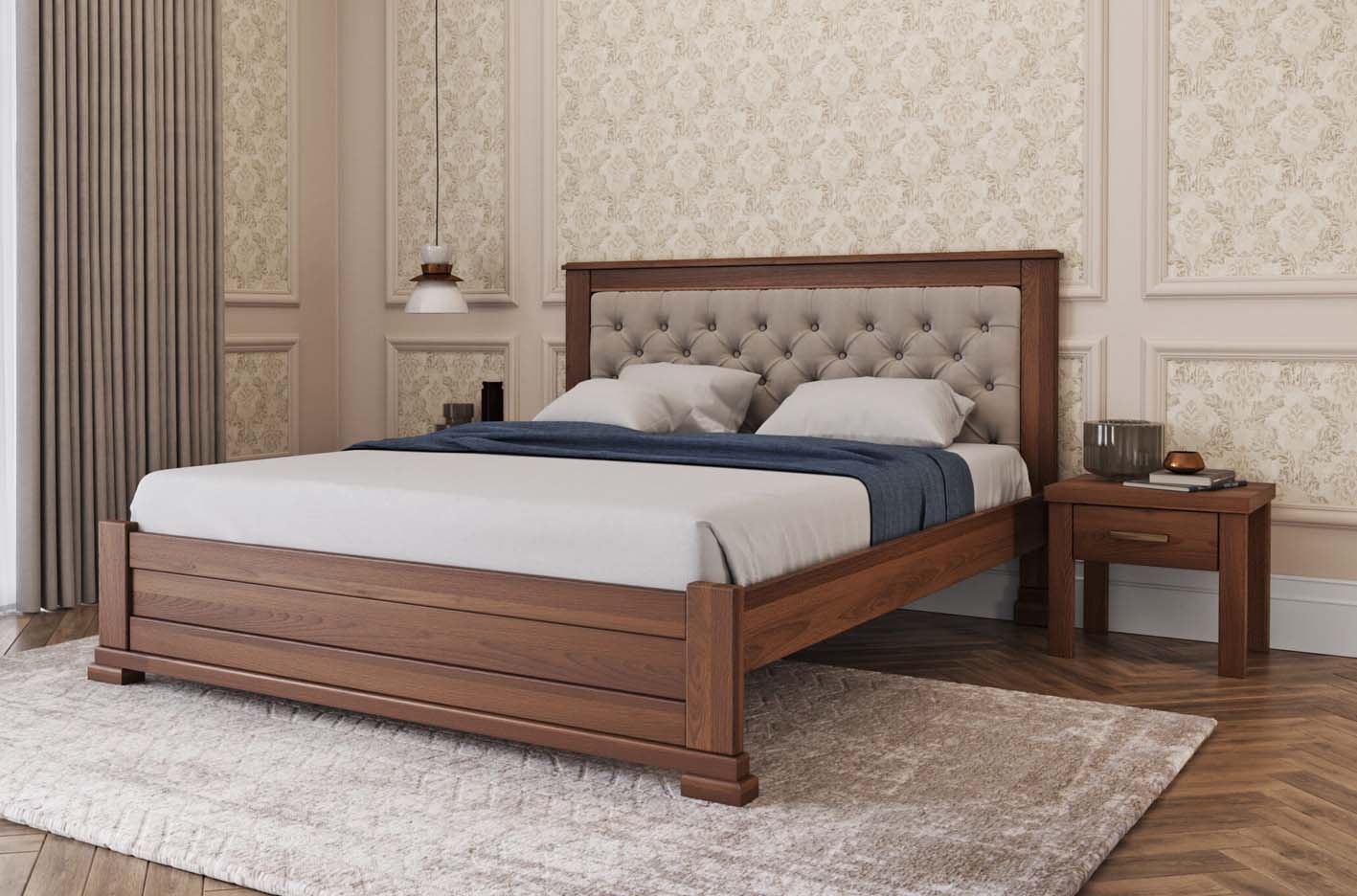Деревянная кровать из бука с мягким изголовьем LORD M50 — изображение 6