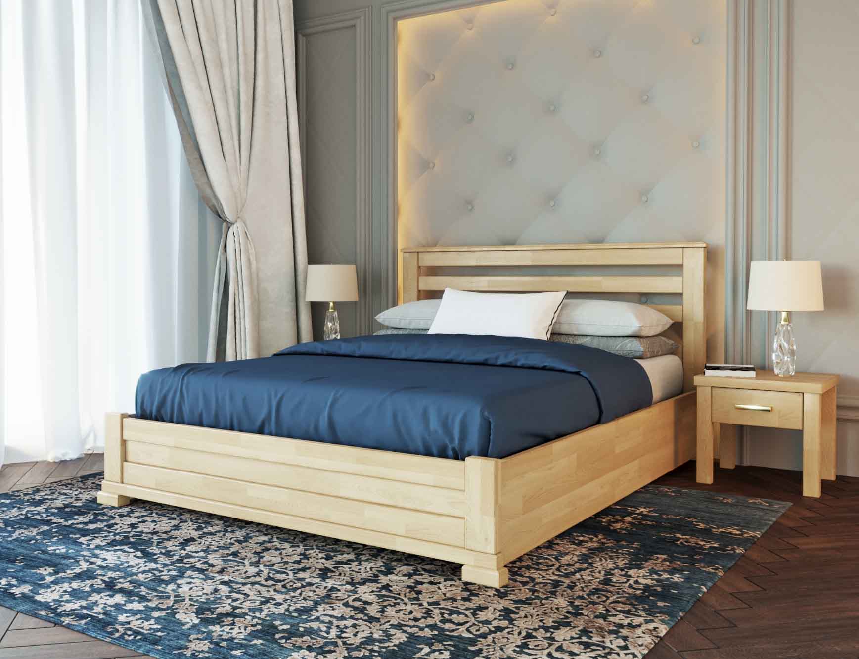 Кровать из массива бука Лорд с отсеком для хранения белья