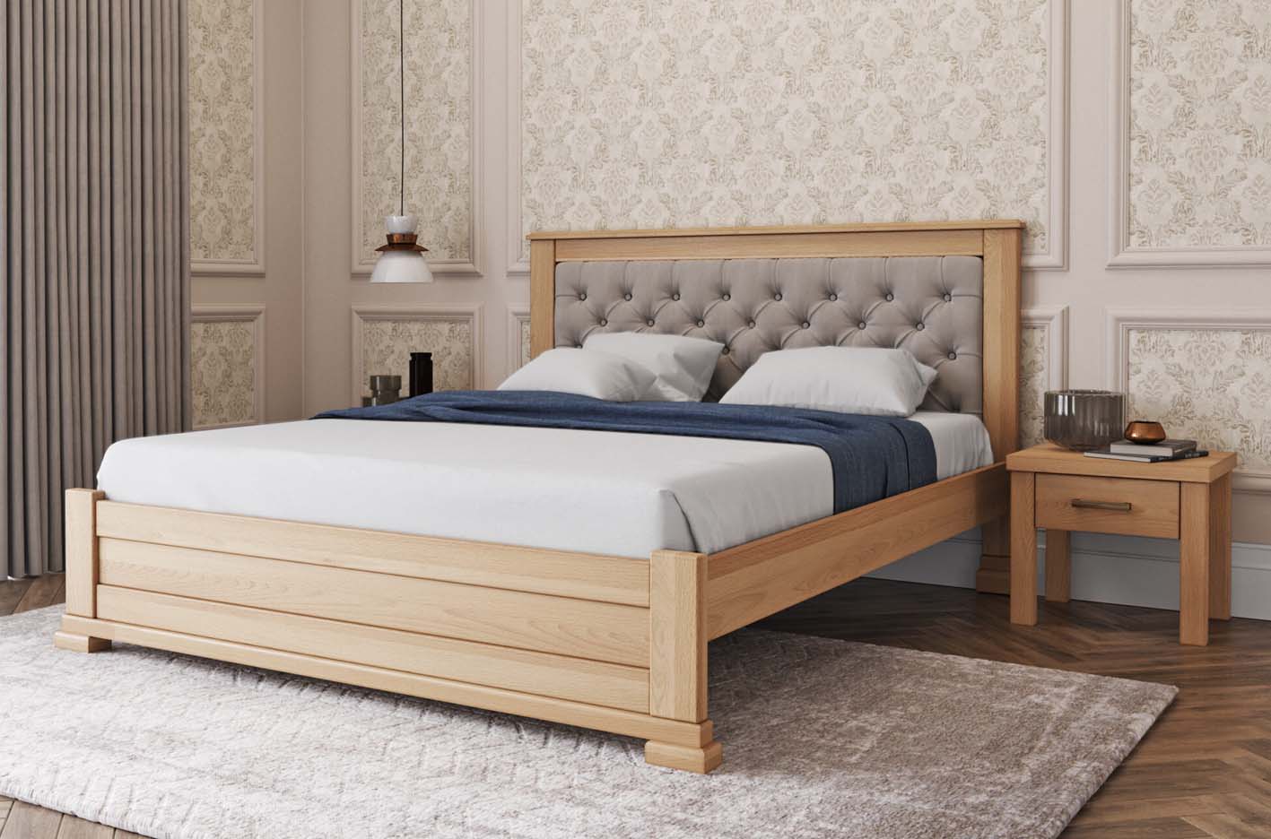 Деревянная кровать из бука с мягким изголовьем LORD M50 — изображение 4