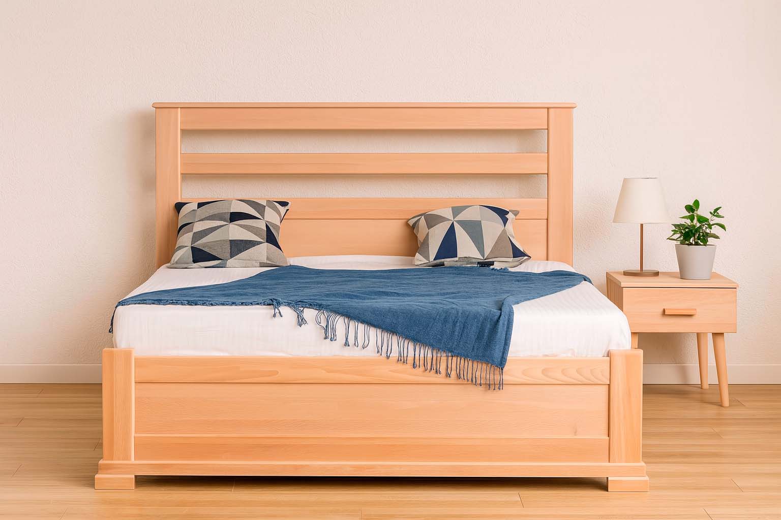 Кровать деревянная из массива бука Mebil Lev Лорд 140x200 cm, цвет Бук Натуральный