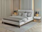 Кровать Mebel Lev Кальяри с мягкой обивкой и с каркасом из натурального дерева