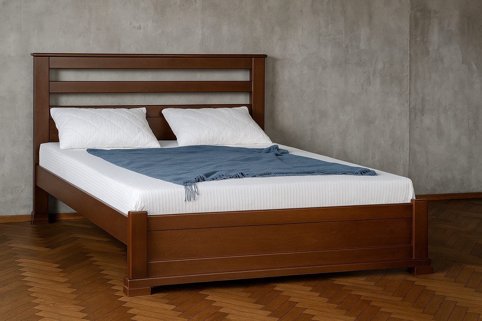 Деревянная кровать Mebli Lev ЛОРД 180x200 Бук Темный Орех