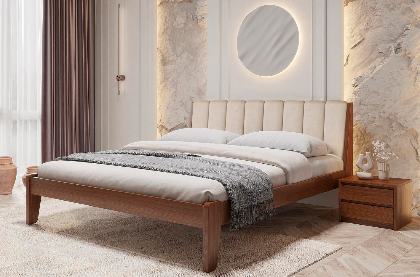 Кровать из бука с мягким изголовьем ТОКИО M50 — изображение 3