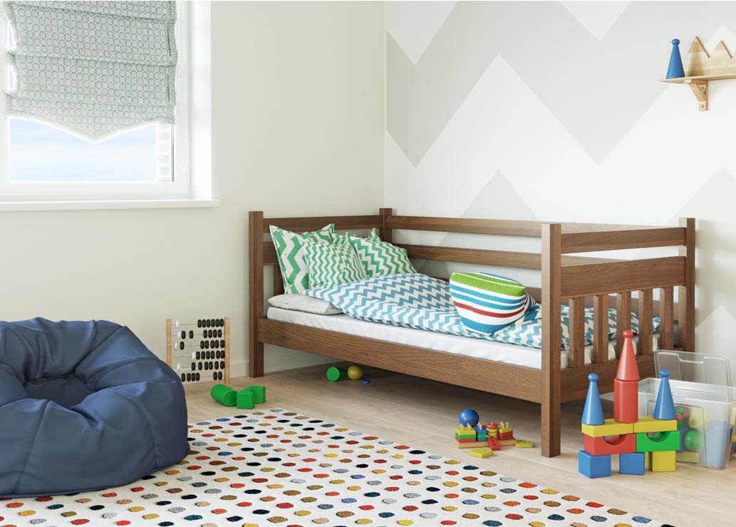 Детская кровать Mebel Lev Умка бук Темный орех с матрасом 90x200 cm
