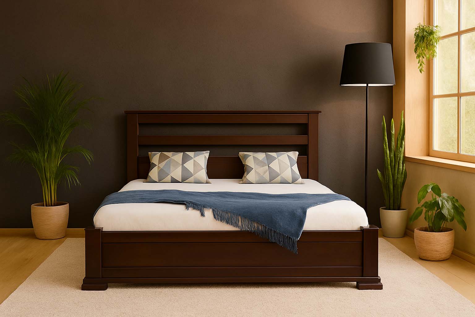 Деревянная кровать Mebli Lev ЛОРД 160x200 Бук Темный Орех