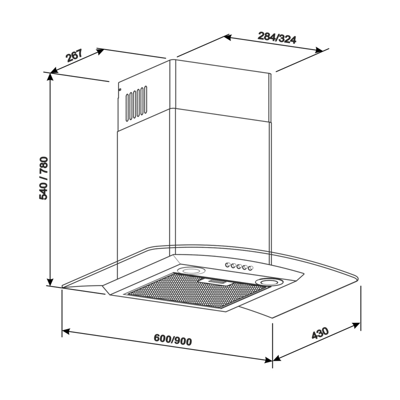 Вытяжка Tornado EVA 1200(60) IX LED  нержавейка  купольная  1200 м3 час — изображение 4