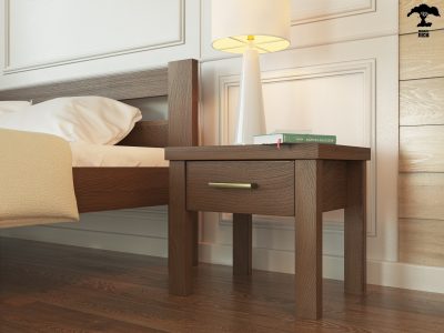 Noptieră din lemn Mebel Lev T2, culoare Nuc închis sau culoare naturală