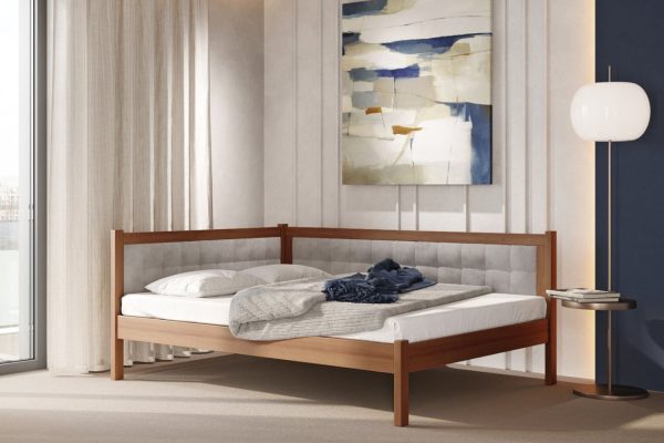Деревянная кровать из бука МОНАКО 120x200 с мягкой спинкой