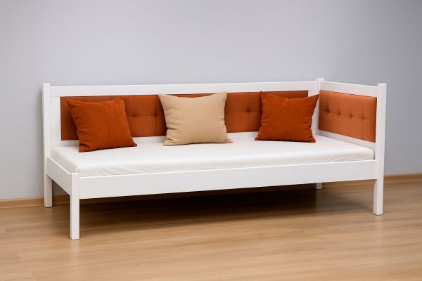 Деревянная кровать из бука Милвоки 90x200 с мягкой спинкой