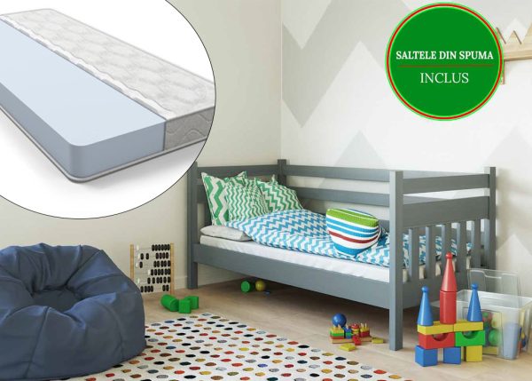 Деревянная детская кровать Mebel Lev Умка 90x200 cm с матрасом из пены h15 cm